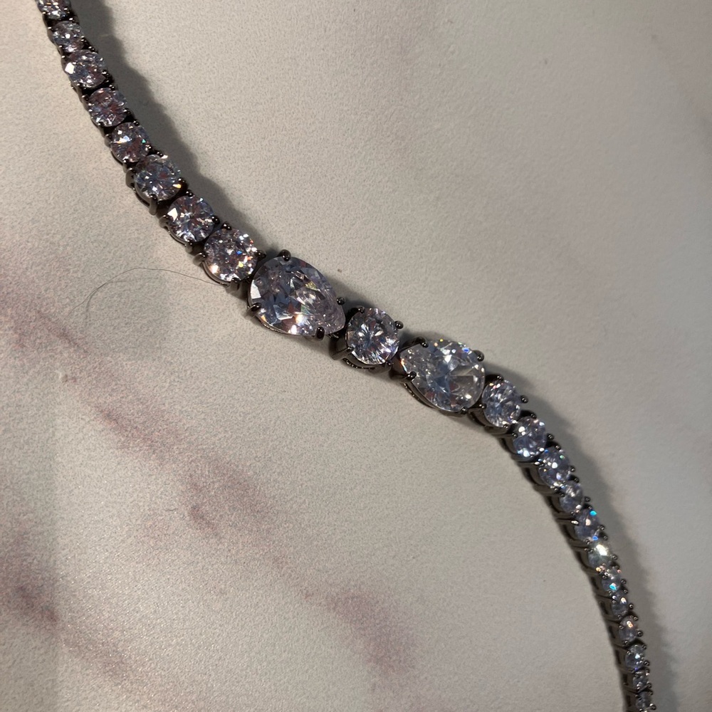 Black hematite ’Masquerade’ bracelet. Shining Cubic zirconia circles your wrist